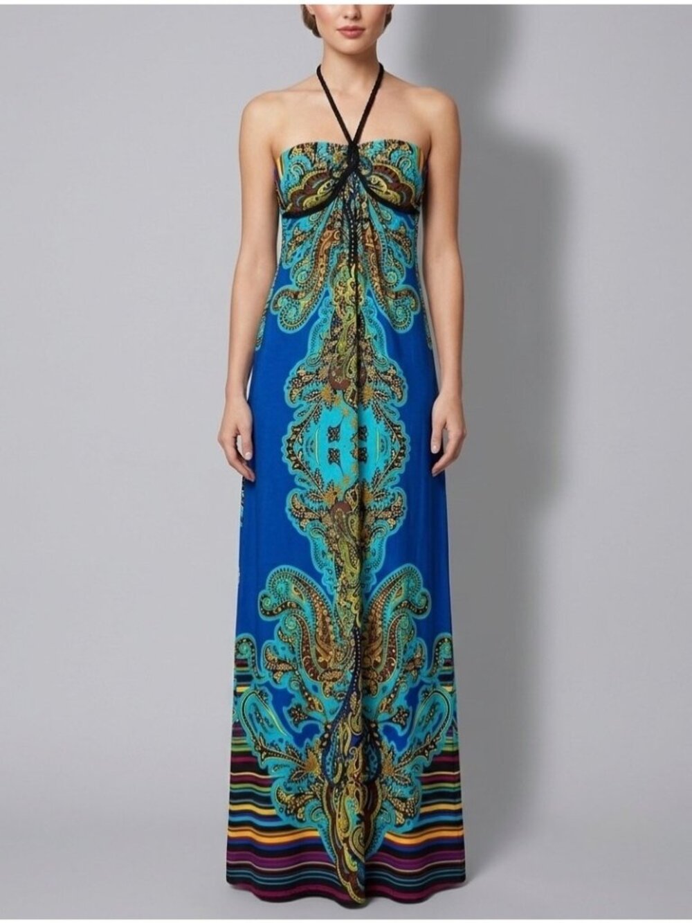 B. Darlin Multicolored Paisley Halter Maxi Dress XS | Indie Sleaze Grunge Fairy